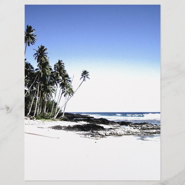 Palmeiras exóticas e praia paraísa (Frente)