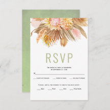 Palmeiras secas, erva-pampas, casamento verde RSVP