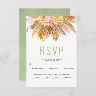 Palmeiras secas, erva-pampas, casamento verde RSVP