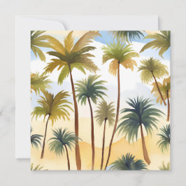 Palmeiras Tropicais | Cartão de Aquarela de Praia