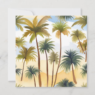 Palmeiras Tropicais Cartão de Aquarela de Praia