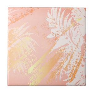 Palmeiras tropicais folhas rosa douradas, rosadas