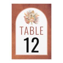 Palms pampas terracotta número da mesa de casament