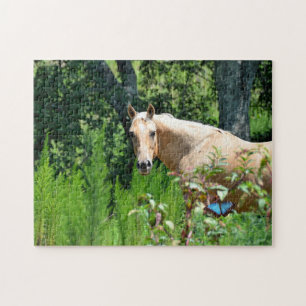 Palomino Horse em Pasture Jigsera Quebra-cabeça