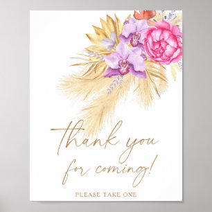 Pampas boho - Obrigado por vir Poster