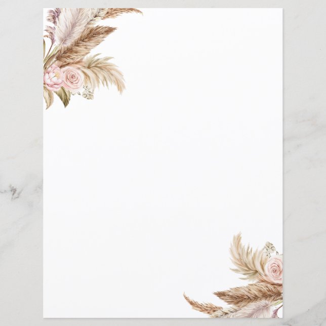 Pampas Boho - Papel de Carta Floral (Frente)