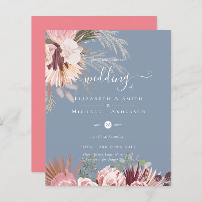 Pampas de Grass Tropicais de Vinho de Borgonha (Frente/Verso)