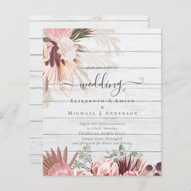 Pampas de Grass Tropicais de Vinho de Borgonha (Frente/Verso)