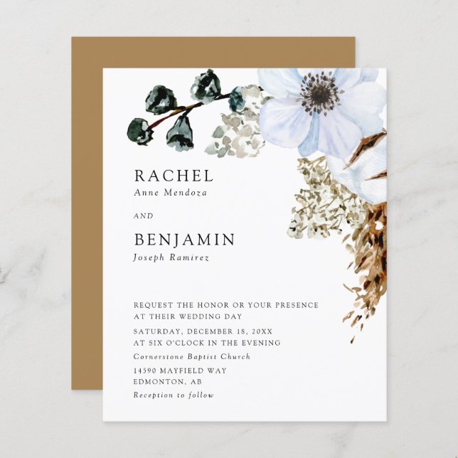 Pampas de Orçamento Grass Elegante Boho Wedding Fl (Frente/Verso)