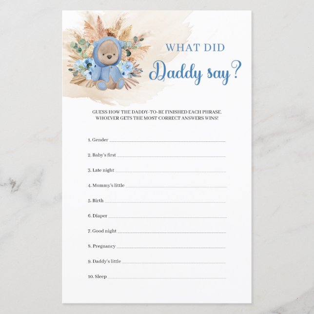 Pampas de ursos peludos florais O que Pai disse (Frente)