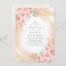 Pampas Grass Blush Pink Baptism Convite