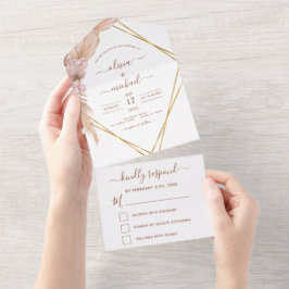 Pampas Grass Bohemian Boho Casamento Tropical RSVP