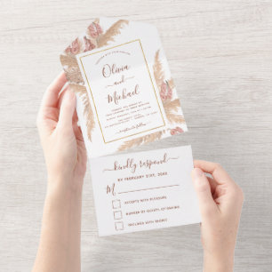 Pampas Grass Bohemian Boho Casamento Tropical RSVP