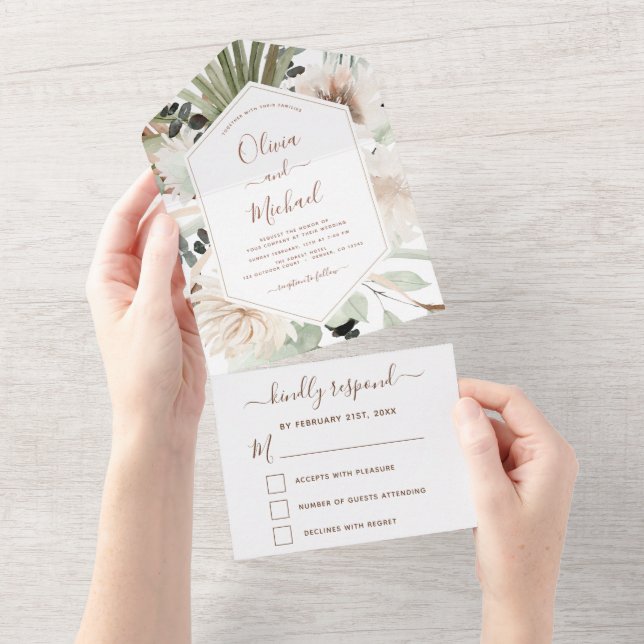 Pampas Grass Bohemian Boho Eucalyptus Wedding RSVP (Tearaway)