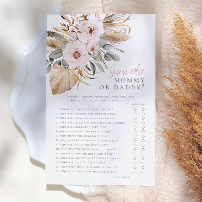 Pampas Grass Boho Adivinha Quem Chá de fraldas Jog (Criador carregado)