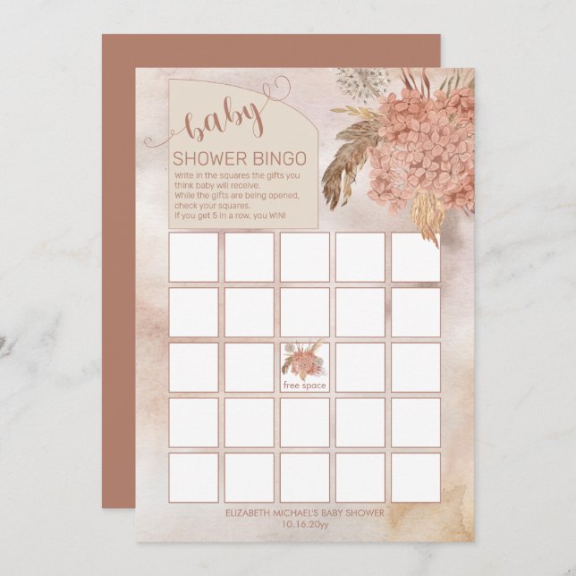 Pampas Grass | Cartão de Bingo de Chá de fraldas H (Frente/Verso)