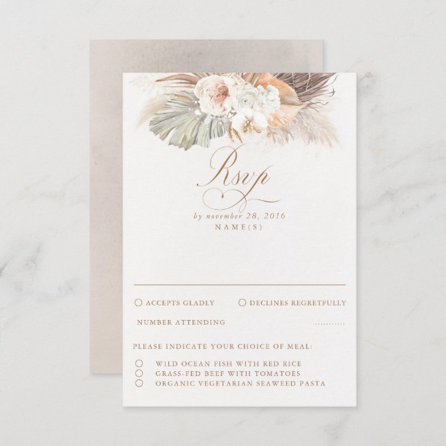 Pampas Grass Dried Foliage Wedes RSVP (Frente/Verso)