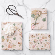 Pampas Grass e Flores em Creme