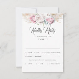 Pampas Grass e Pink King Protea Weding RSVP