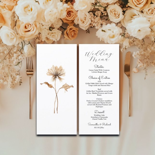 Pampas Grass Modern 4x9'' Menu Casamento (Criador carregado)