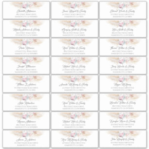 Pampas Grass Pink Floral Guest Name Etiquetas