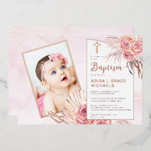 Pampas Grass Rosa Blooms Girl Baby Photo Baptism