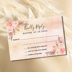 Pampas pasto floral boho casamento RSVP