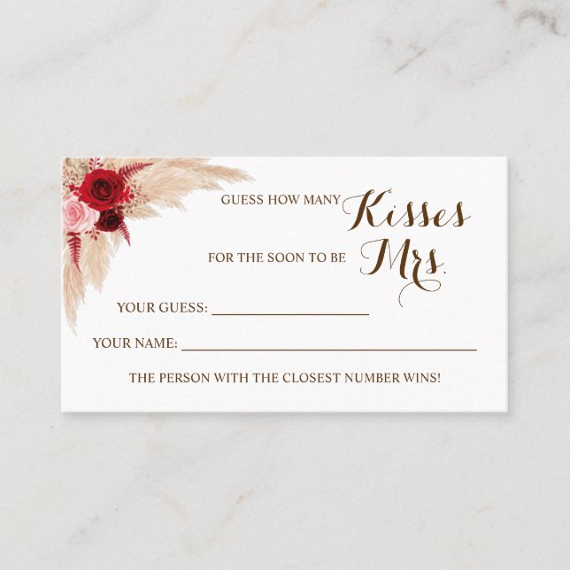 Pampas Quantos Kisses para o cartão de jogo da Sra (Frente)