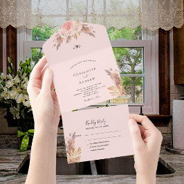 Pampas rosa florais de relva boho casamento
