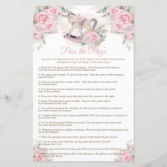 Pampas Rosa-Rosa-Rocking Passam Prêmio Jogo (Frente)