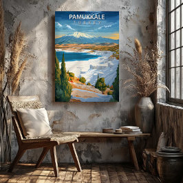 Pamukkale Turkey Travel Poster Canvas Wall Art