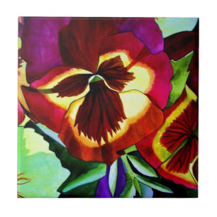 Pancas vermelhas flor de aquarela arte original