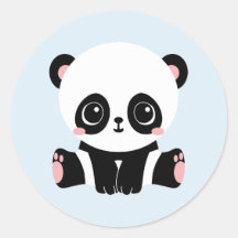 Panda Adorável De Bebê Com Adesivos Azuis (6 Adesi