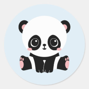 Panda Adorável De Bebê Com Adesivos Azuis (6 Adesi