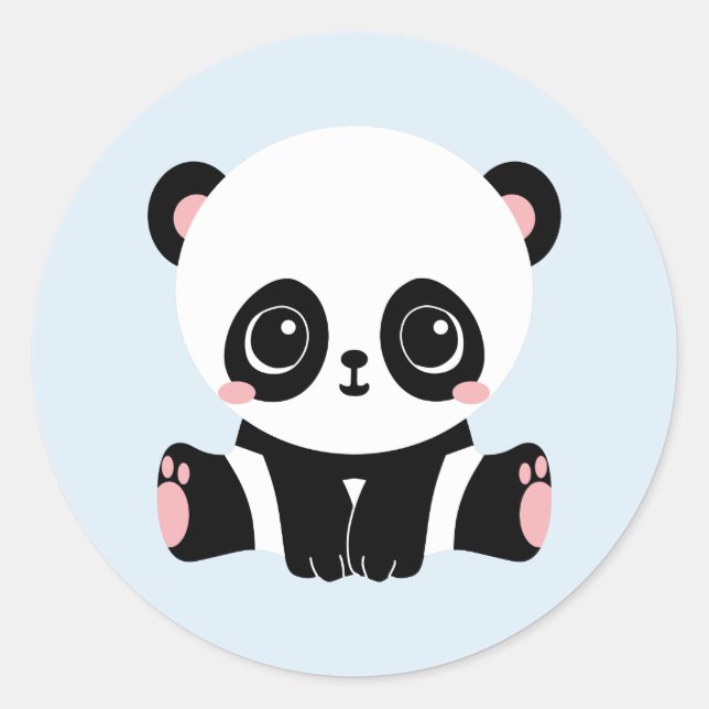Panda Adorável De Bebê Com Adesivos Azuis (6 Adesi (Frente)