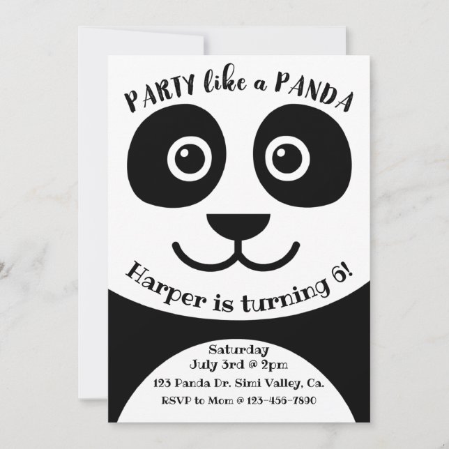 Panda, Aniversário, Festa para Crianças, tema Pand (Frente)