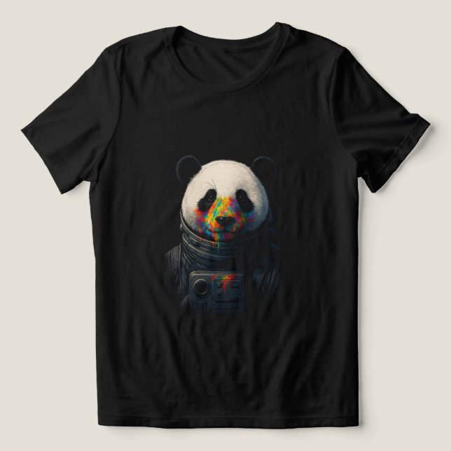 Panda Astronauta com Salpico de Tinta Neon  (Design frontal)