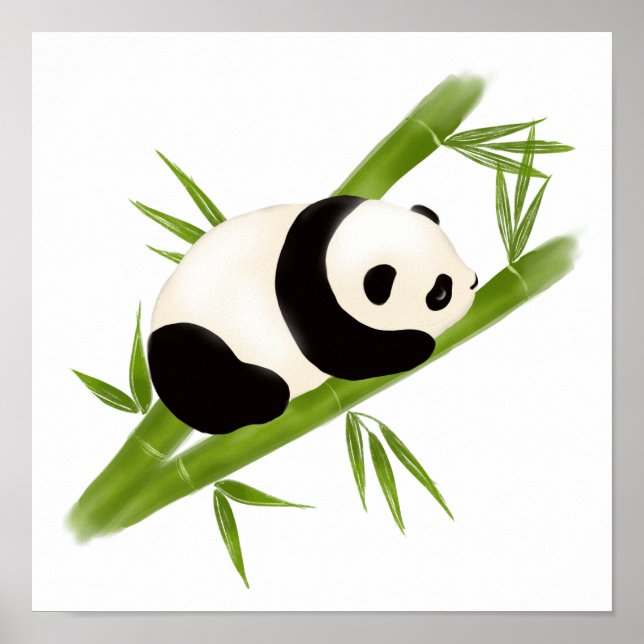 Panda Bear Bamboo Trees Poster Print (Frente)