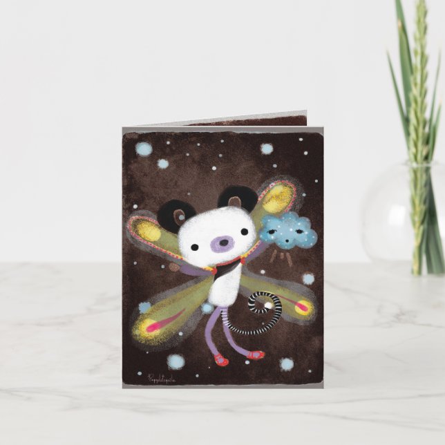 Panda Bear e um cartão de amigo de nuvem fofo com  (Frente)