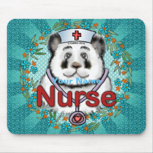 Panda Bear Nurse custom name Mouse Pad