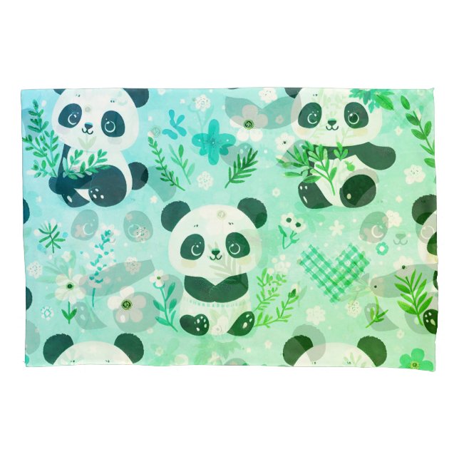 Panda Bear Pattern Green Impressão (Frente)