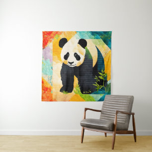 Panda Bear Quilt Olha Tapeçaria