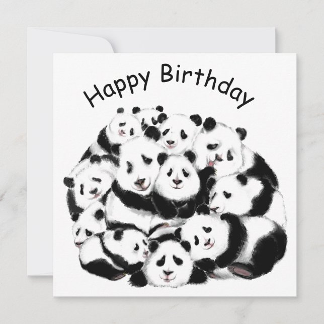 Panda Birthday Card Happy Family - Engraçado (Frente)