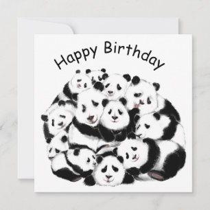 Panda Birthday Card Happy Family - Engraçado