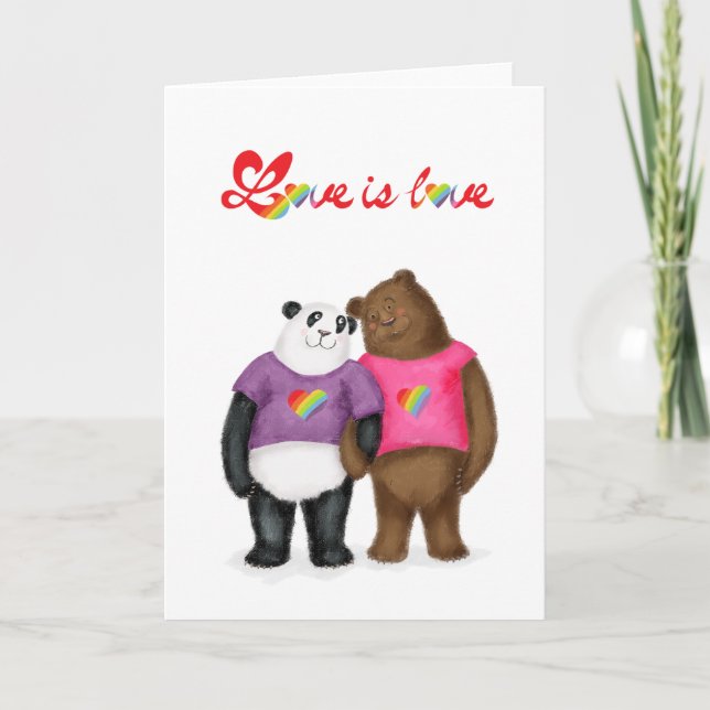 Panda bonita e cartão "amor é amor" do urso pardo (Frente)