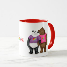 Panda bonita e ursinho 'amor é amor' caneca