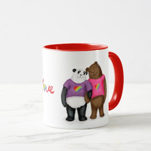 Panda bonita e ursinho 'amor é amor' caneca (Frente Esquerda)