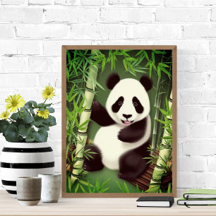 Panda Bonita Na Poster Da Floresta De Bamboo