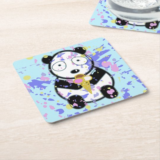 Panda bonito porta-copo de papel quadrado