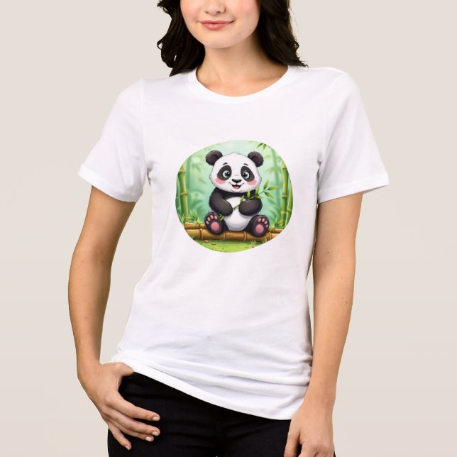 Panda de Desenho Animado Fofo em Remendo de Bambu (Frente)